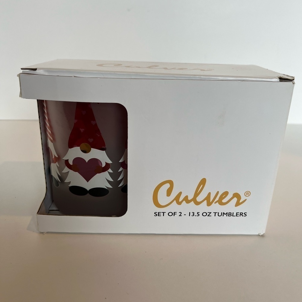 NIB Adorable Frosted Lowball Gnome Tumblers by Culver - Picture 2 of 8